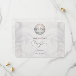 Moderne Whimsy-Dolphin-Hochzeit spart die Datumska Save The Date