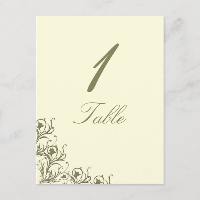 Moderne Whimsy Filigree Wedding Tischnummer (Vorderseite)