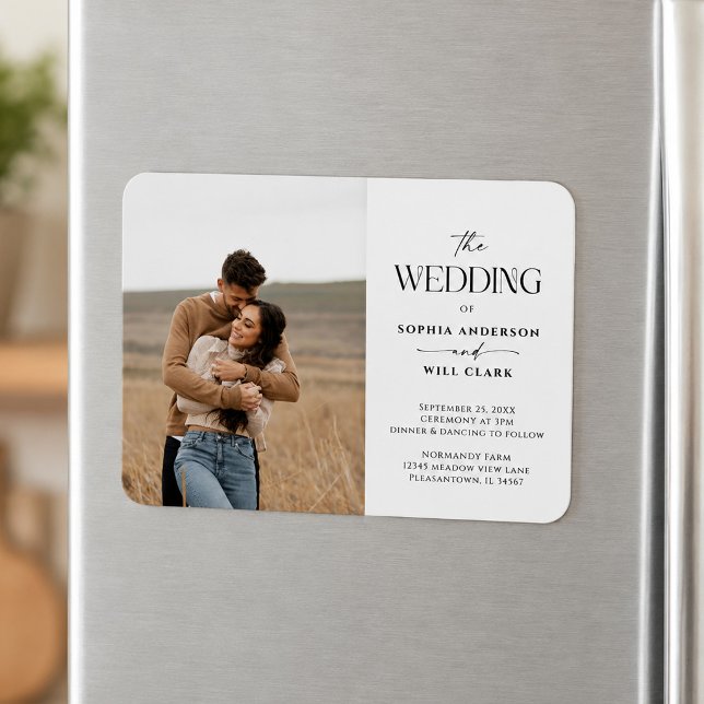 Moderne Whimsy Hochzeitseinladung mit Foto Magnet (Von Creator hochgeladen)