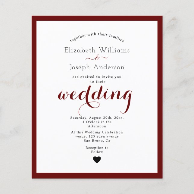 Moderne White & Black Calligraphy Monogram Hochzei Flyer (Vorne)