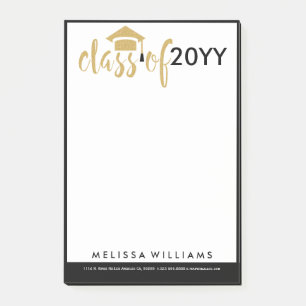Moderne White Black & Gold Glitzer Class 2016 Post-it Klebezettel