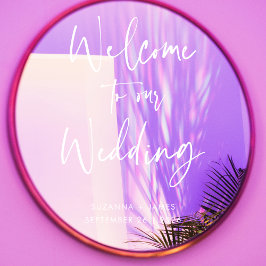 Moderne White Calligraphy Wedding Willkommen Fensteraufkleber