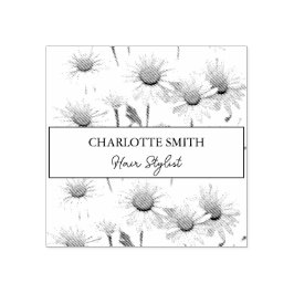 Moderne White Daisy Floral Trendy Gummistempel