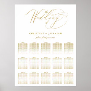 Moderne White Gold Elegante Script Hochzeitssitze Poster