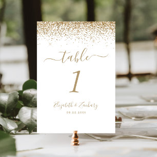 Moderne White Gold Glitzer Edge Wedding Tischnummer