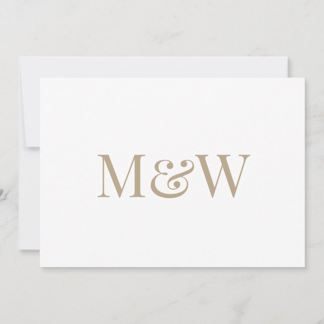 Moderne White Gold Monogram Wedding Einladung (Rückseite)