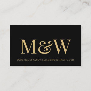 Moderne White Gold Monogram Wedding Website Begleitkarte
