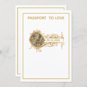 Moderne White Gold Passport Hochzeit Einladung