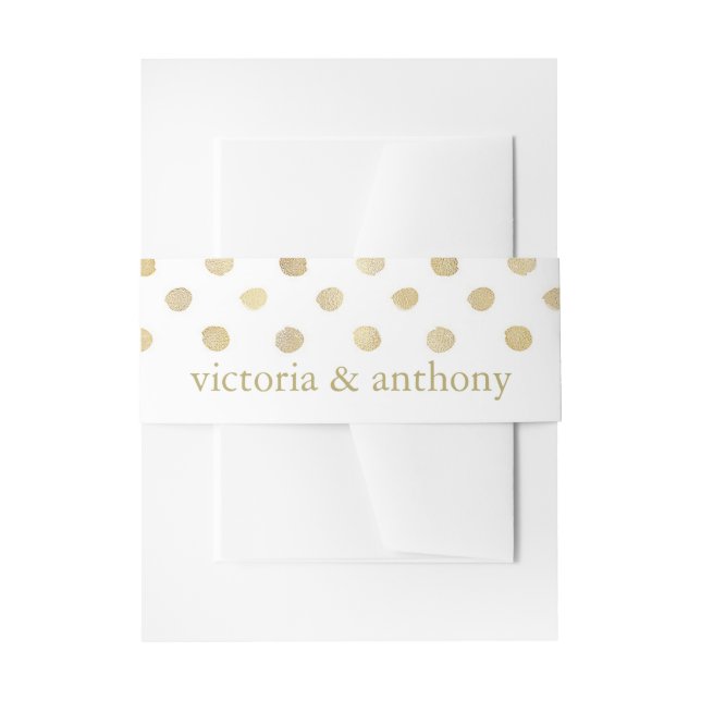 Moderne White & Gold Polka Dots Hochzeit Einladungsbanderole (Vorderseite Beispiel)