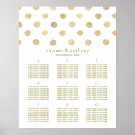 Moderne White & Gold Polka Dots Hochzeitsplanung Poster