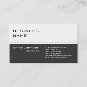 Moderne White Gray Red Trendy Business Card Visitenkarte