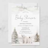 Moderne White Polar Bear Cub Winter Baby Dusche