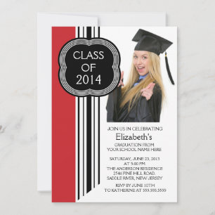 Moderne White Red Foto Graduation Party Einladung