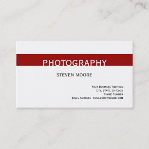 Moderne White Red Fotograf Business Card Visitenkarte