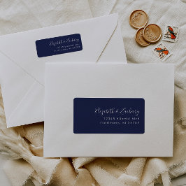 Moderne White Script Navy Blue Rücksendeadresse