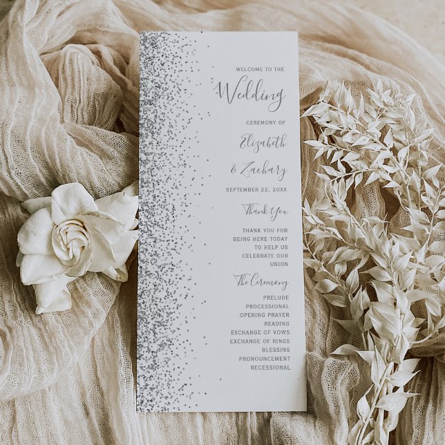 Moderne White Silver Glitzer Edge Wedding (Von Creator hochgeladen)