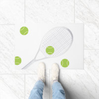Moderne White Tennis Racket Ball Rug Doormat