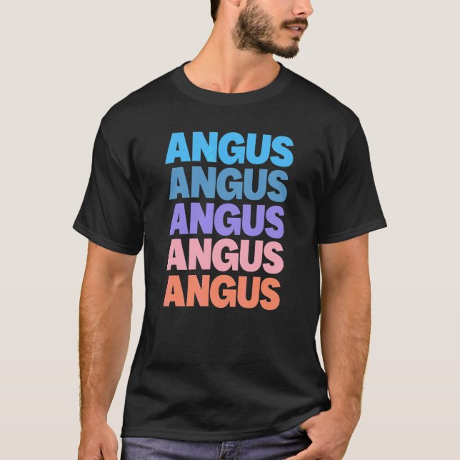 Moderne wiederholte Text Angus T-Shirt (Vorderseite)