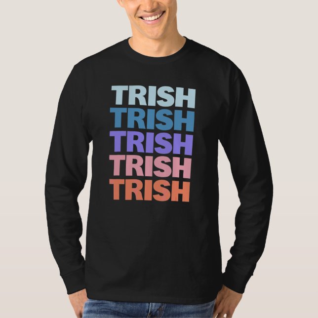 Moderne wiederholte Text Trish T-Shirt (Vorderseite)