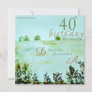 Moderne Wiesen Landschaft am Meer zum Geburtstag Einladung