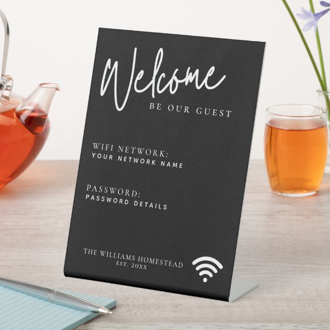 Moderne WiFi-Netzwerkkennwortinformation Sockelschild (In Situ)
