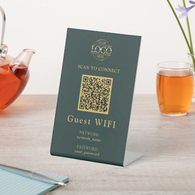 Moderne Wifi-Passwort & Netzwerk | Geschäft QR-Cod Sockelschild (In SItu)