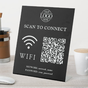 Moderne Wifi-Passwort & Netzwerk QR-Code-Logo Sockelschild