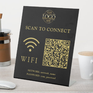 Moderne Wifi-Passwort & Netzwerk   QR-Code-Logo Sockelschild