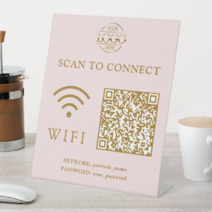 Moderne Wifi-Passwort & Netzwerk   QR-Code-Logo Sockelschild