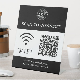 Moderne Wifi-Passwort & Netzwerk   QR-Code-Logo Sockelschild