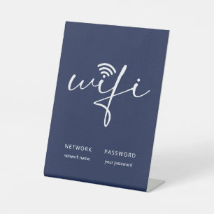 Moderne WiFi-Schrift Netzwerk-Passwort Navy Blau Sockelschild