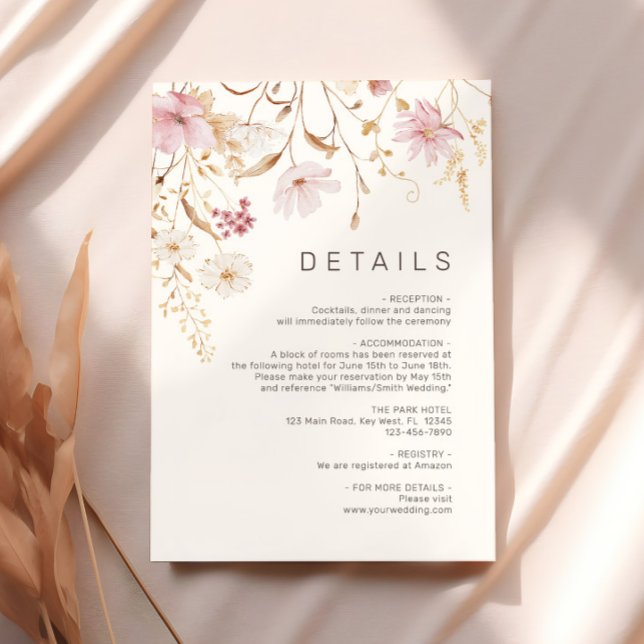 Moderne Wildblume | Angaben zur botanischen Hochze Begleitkarte (Von Creator hochgeladen)