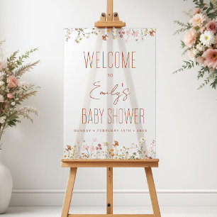 Moderne Wildblume Babydusche Begrüßungszeichen Acrylschild