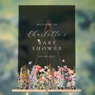 Moderne Wildblume Babydusche Empfang Acrylschild