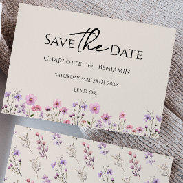 Moderne Wildblume Beige Hochzeit Save The Date