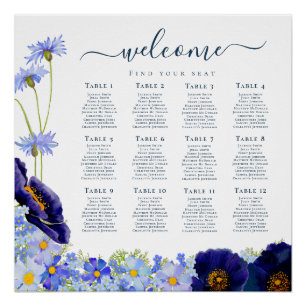 Moderne Wildblume Boho Sitzkarte Poster