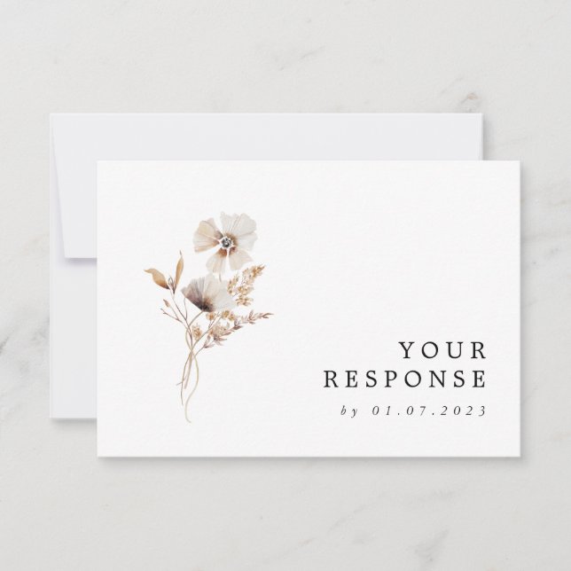 Moderne Wildblume Boho Wedding RSVP Card (Vorderseite)