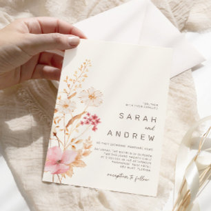 Moderne Wildblume   Botanischer Garten Hochzeit Einladung