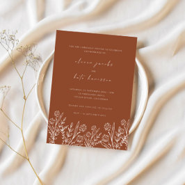 Moderne Wildblume Burnt Orange Hochzeit Einladung