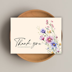 Moderne Wildblume Hochzeit Dankeskarte
