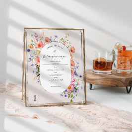 Moderne Wildblume | Hochzeitmenü Bar Poster