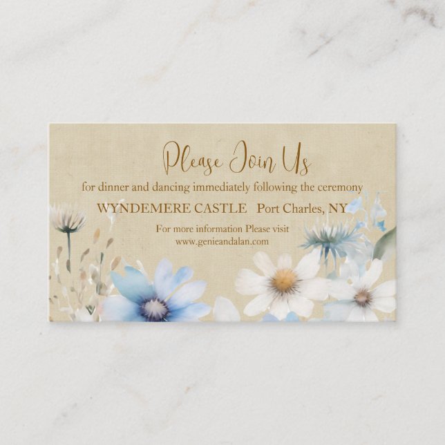 Moderne Wildblume Hochzeitsdetails Begleitkarte (Vorderseite)