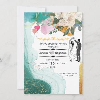 Moderne Wildblume Hochzeitseinladung Einladung