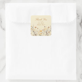 Moderne Wildblume Liebe ist im Blut Vielen Dank Quadratischer Aufkleber