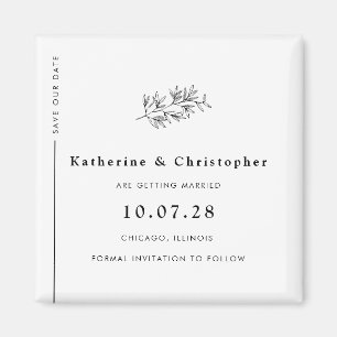 Moderne Wildblume Line Kunst Save the Date Magnet