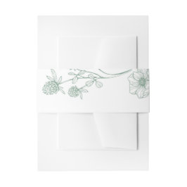 Moderne Wildblume Minimal Sage Green Wedding Einladungsbanderole