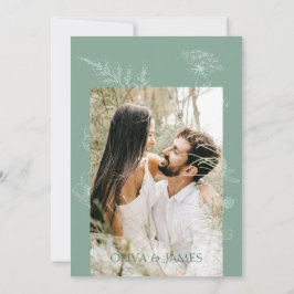 Moderne Wildblume Minimal Sage Green Wedding Save The Date