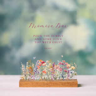 Moderne, Wildblume Momosa Bar Baby Dusche Acrylschild