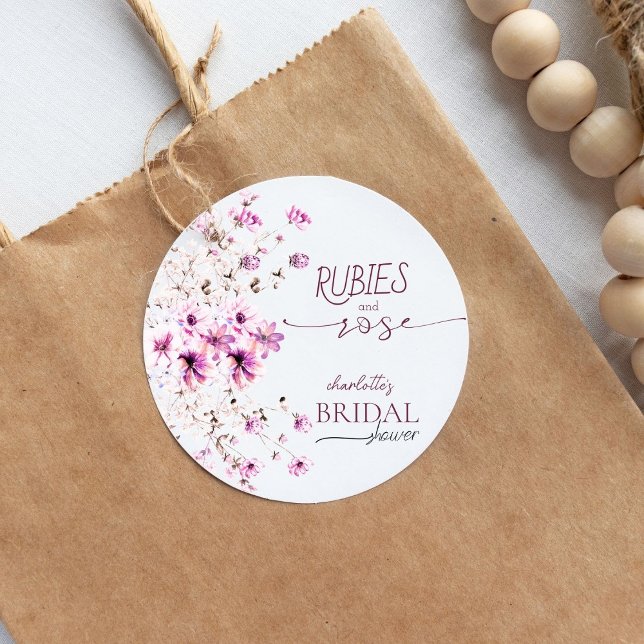 Moderne Wildblume Ruby Rose Brautparty Sticker (Von Creator hochgeladen)