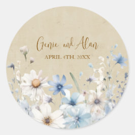 Moderne Wildblume Runder Aufkleber